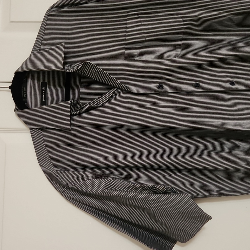 Pierre Cardin 100% Cotton Collared Striped Button Up Shirt